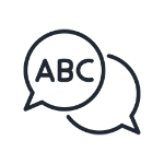 Icon zwei Sprechblasen mit ABC