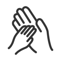 Icon kleine Hand hält grosse Hand