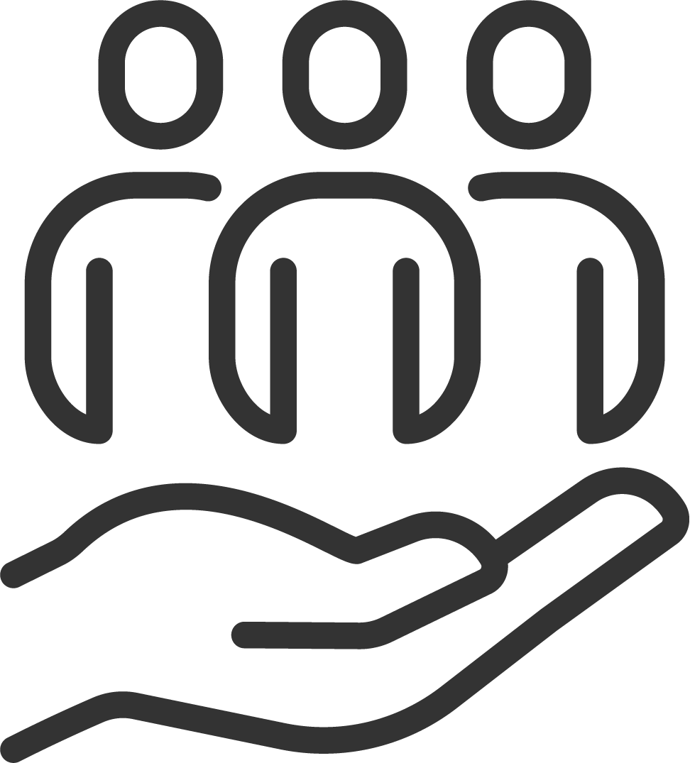 Mitarbeitende auf Händen tragen Icon